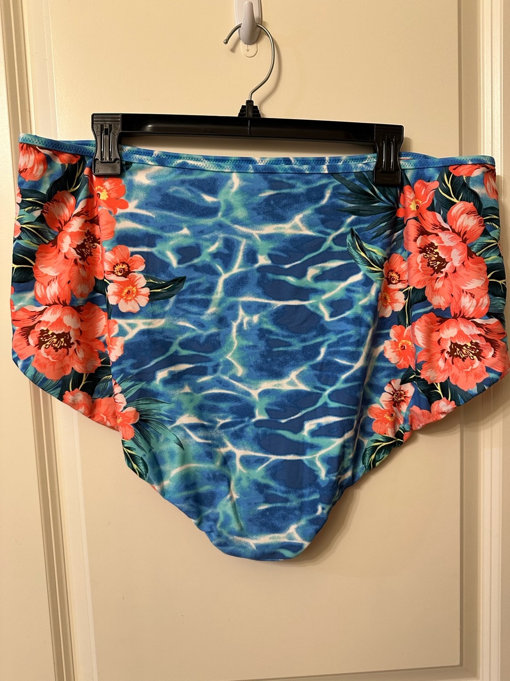 Torrid High-Waist Floral Tropical Swim Bottoms - Blue & Coral 2x